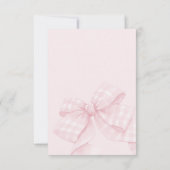 Gingham Pink Bow Baby shower bedankkaart (Achterkant)