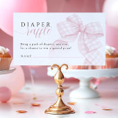 Gingham Pink Bow Baby shower Luier Raffle 3,5x2" Informatiekaartje