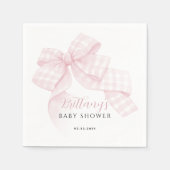 Gingham Pink Bow Baby shower Servet (Voorkant)