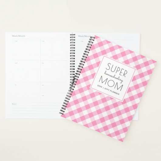 Gingham Pink en White Super Homeschool Mam Planner (Display)