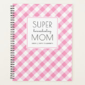 Gingham Pink en White Super Homeschool Mam Planner (Voorkant)