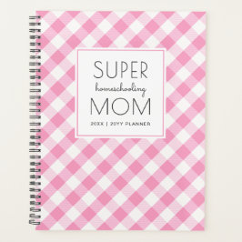 Gingham Pink en White Super Homeschool Mam Planner