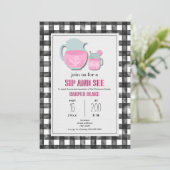Gingham Pink Lemonade Sip & See Baby Invitation Kaart (Staand voorkant)