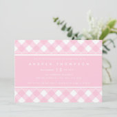 Gingham Pink | Meisje Baby shower Uitnodiging (Staand voorkant)