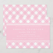 Gingham Pink | Meisje Baby shower Uitnodiging (Voorkant / Achterkant)