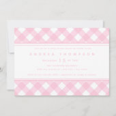 Gingham Pink | Meisje Baby shower Uitnodiging (Voorkant)