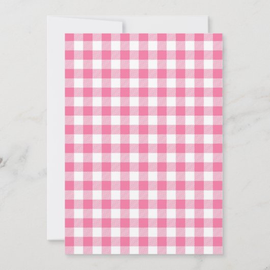 Gingham Pink Plaid Baby shower Invitation Kaart (Achterkant)