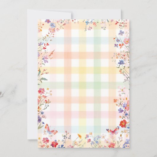 Gingham Pink Wildflower Easter Egg Hunt and Brunch Kaart (Achterkant)