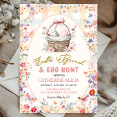 Gingham Pink Wildflower Easter Egg Hunt and Brunch Kaart