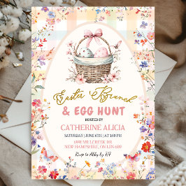 Gingham Pink Wildflower Easter Egg Hunt and Brunch Kaart