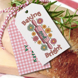 Gingham plaid Baking Spirits Bright Holiday Cadeaulabel