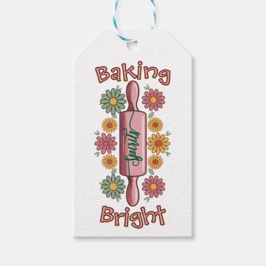 Gingham plaid Baking Spirits Bright Holiday Cadeaulabel (Voorkant)