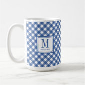 Gingham Plaid Blue Custom Name Birthday Koffiemok (Links)