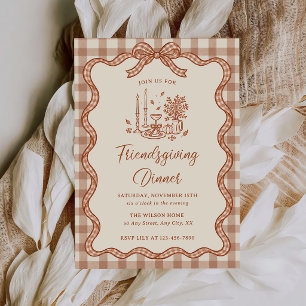 Gingham Plaid Friendsgiving-diner Herfst Kaart