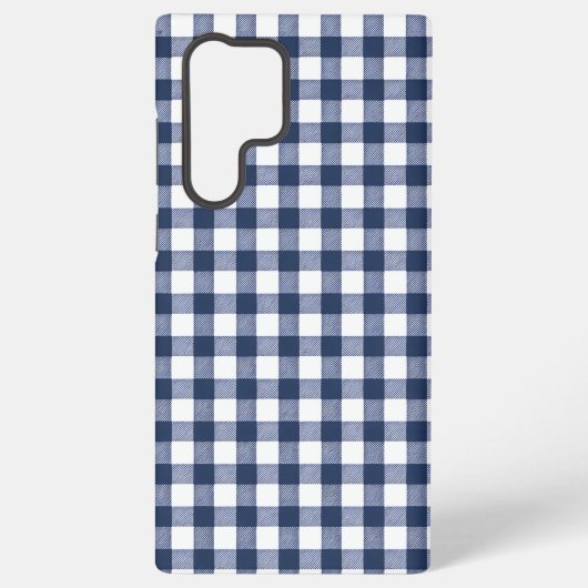 Gingham Plaid Pattern - Navy Blue Samsung Galaxy Hoesje (Achterkant)