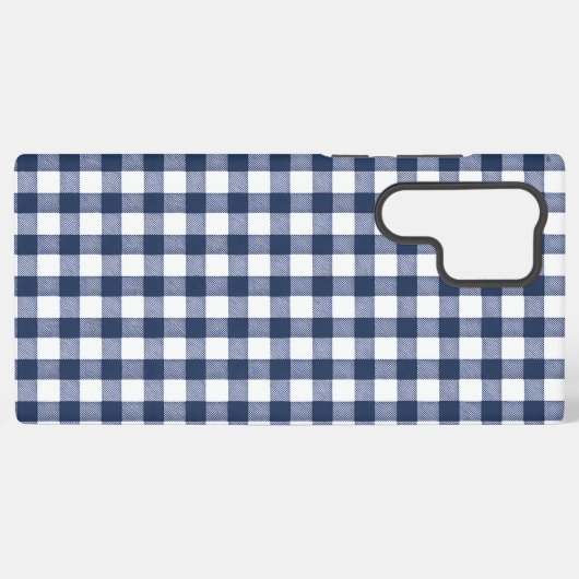 Gingham Plaid Pattern - Navy Blue Samsung Galaxy Hoesje (Achterkant horizontaal)