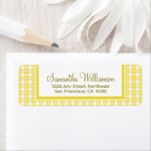 Gingham Plaid Retouradreslabels (geel) Etiket (Insitu)