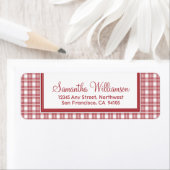 Gingham Plaid Retouradreslabels (rood) Etiket (Insitu)