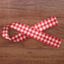 Gingham Plaid Rood & Wit Satijnen Lint