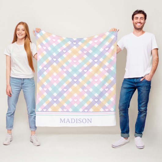 Gingham Plaids Harten Naadloos Patroon Fleece Deken (In situ)