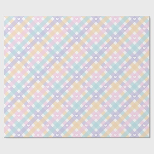 Gingham Plaids Hearts Cadeaupapier (Vlak)