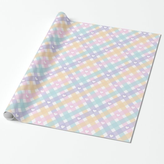 Gingham Plaids Hearts Cadeaupapier (Uitgerold)