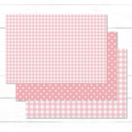 Gingham Polka Dot Pattern Peach Pink Mix en Match Inpakpapier Vel
