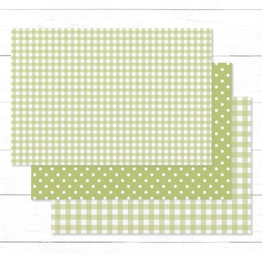 Gingham Polka Dots Lichtgroene Mix en Match Inpakpapier Vel