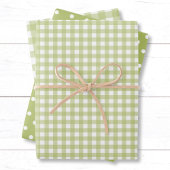 Gingham Polka Dots Lichtgroene Mix en Match Inpakpapier Vel