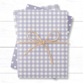 Gingham Polka Dots Pastel Lavendel Mix en Match Inpakpapier Vel