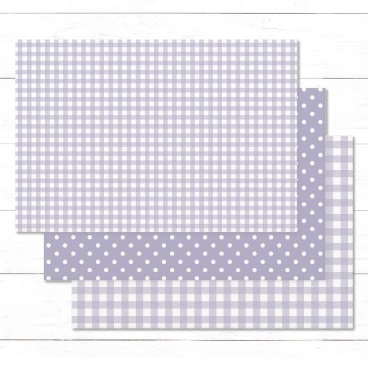 Gingham Polka Dots Pastel Lavendel Mix en Match Inpakpapier Vel