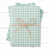 Gingham Polka Dots Pastel Mint Green Mix en Match Inpakpapier Vel