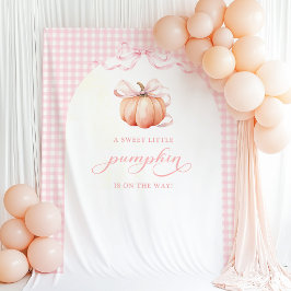 Gingham Pompoen Baby Shower Boog Achtergrond Tapij Wandkleed