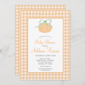 Gingham Pompoen Baby shower Invitation Kaart (Voorkant / Achterkant)