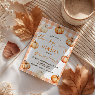 Gingham Pompoen Thanksgiving Uitnodiging