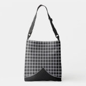 Gingham Preppy Black Grey Cross Body Sling Bag Crossbody Tas (Achterkant)