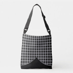 Gingham Preppy Black Grey Cross Body Sling Bag Crossbody Tas