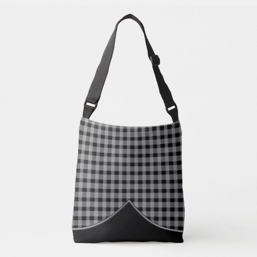 Gingham Preppy Black Grey Cross Body Sling Bag Crossbody Tas (Voorkant)