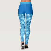Gingham Print Blue White Monogram op maat gemaakt Leggings (Achterkant)