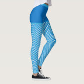 Gingham Print Blue White Monogram op maat gemaakt Leggings (Rechts)