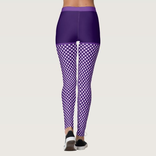Gingham Print Paars White Monogram persoonlijk Leggings (Achterkant)