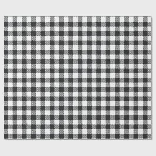 Gingham Pset Black White Rustic Modern Cadeaupapier (Vlak)