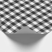 Gingham Pset Black White Rustic Modern Cadeaupapier (Hoek)