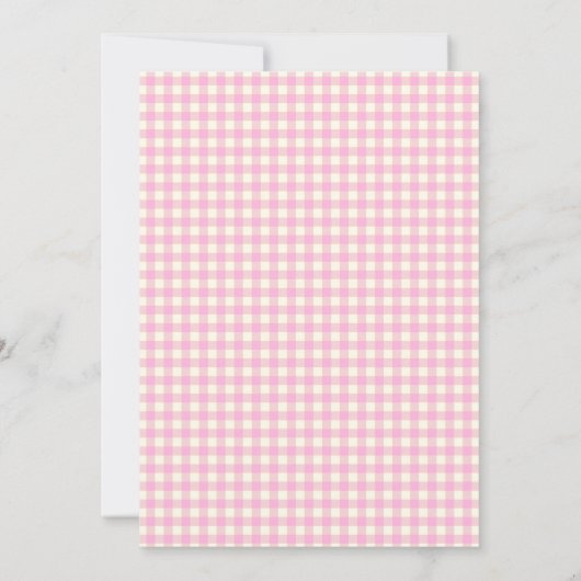 Gingham Pset in roze Vrijgezellenfeest Kaart (Achterkant)