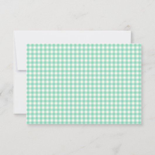  Gingham Pset Mint Green Persoonlijke naam Notitiekaartje (Achterkant)