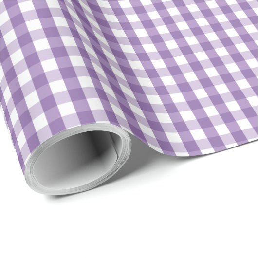 Gingham Pset Paars White Pattern Cadeaupapier (Rol Hoek)