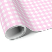 Gingham Pset Pink White Pattern Cadeaupapier (Rol Hoek)