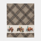 Gingham Pset Waterverf Bison Buffalo Rustic Fleece Deken (Voorkant)