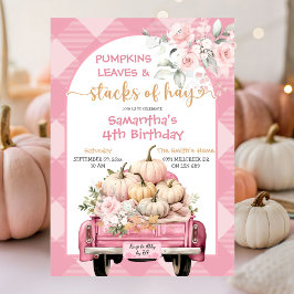 Gingham Pumpkin Leaves & Stacks of Hay Birthday Kaart