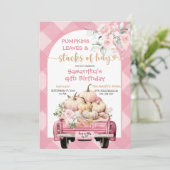 Gingham Pumpkin Leaves & Stacks of Hay Birthday Kaart (Staand voorkant)